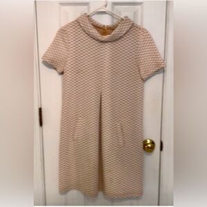 Tyler Boe Houndstooth Knit Dress in Tan and Cream